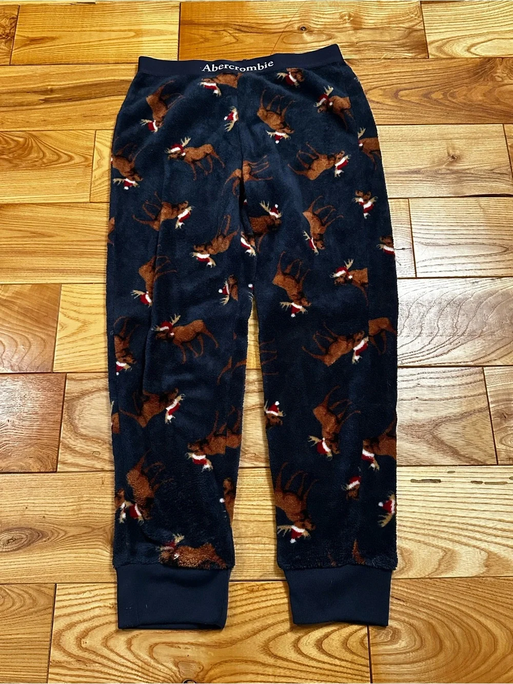 abercrombie kids Navy Pajama Pants, Holiday Moose Print, Sz 13/14